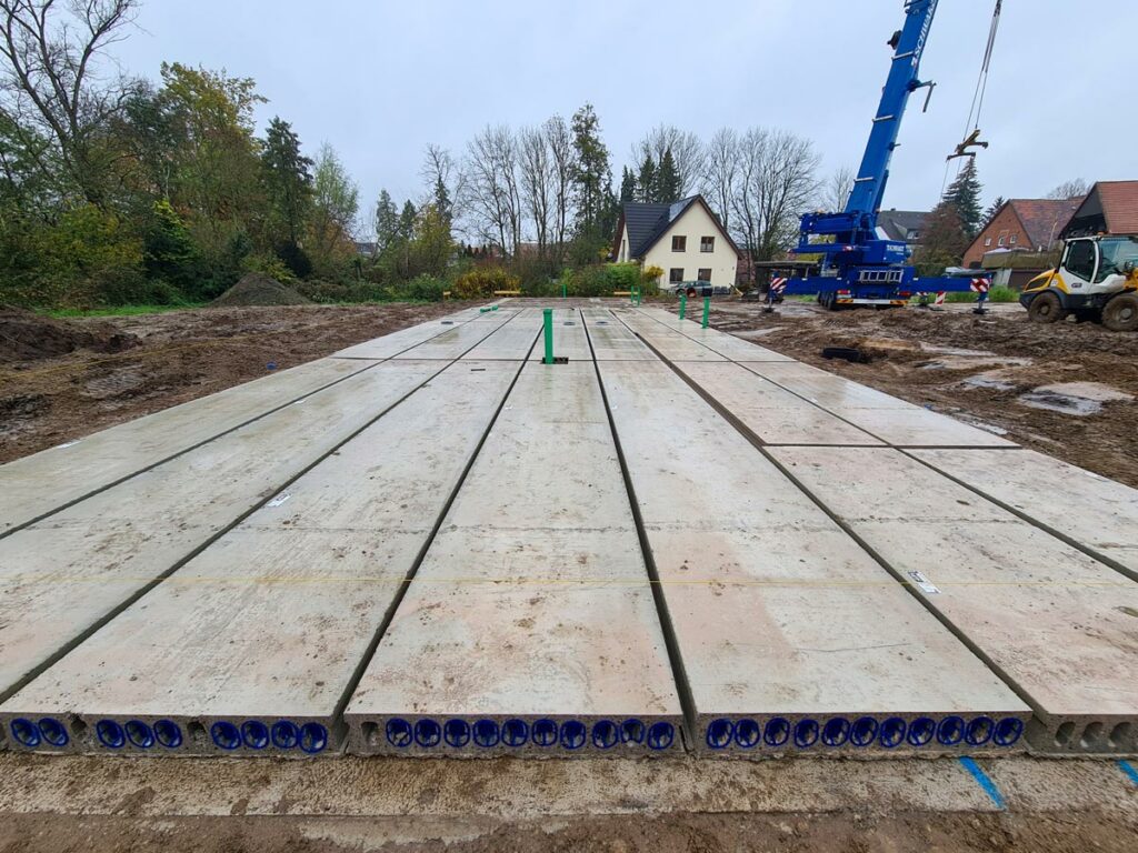 Spannbetonfertigdecken als Sohlplatte