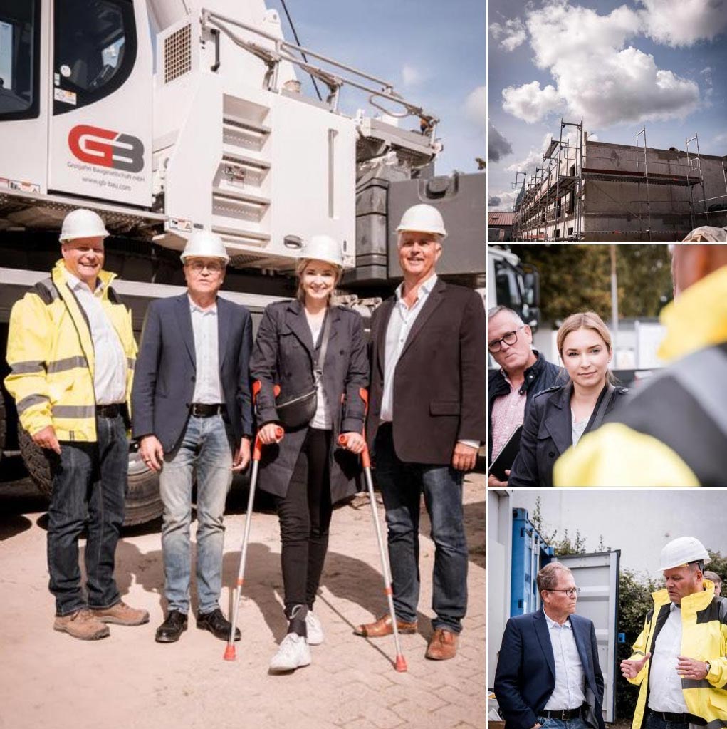 Besuch auf einer Baustelle von den beiden Mitgliedern des Bundestages Anja Schulz und Rainer Semet